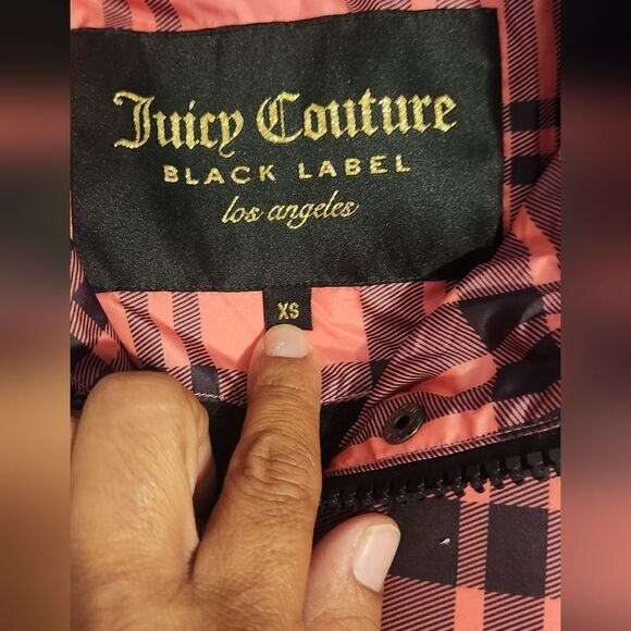 Juicy Couture Black Label Pink and Blue Plaid Puffer Jacket Size XS - Picture 9 of 12